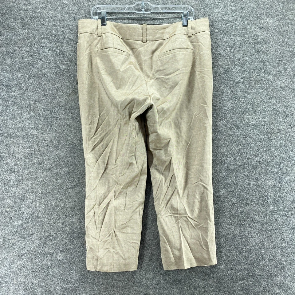 Pantalones de vestir Ann Taylor para mujer 12P pequeño beige tiro medio plisados bolsillos de seda Foto 2 de 4
