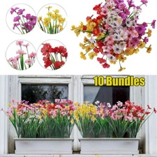 10 Bundles Realistic Artificial Flower Silk UV Resistant Indoor/Outdoor Decor