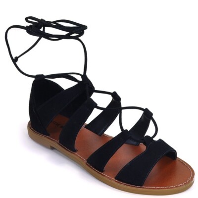 Steve Madden Sanndee Sandal Womens Size Black Suede Gladiator Style Shoes 