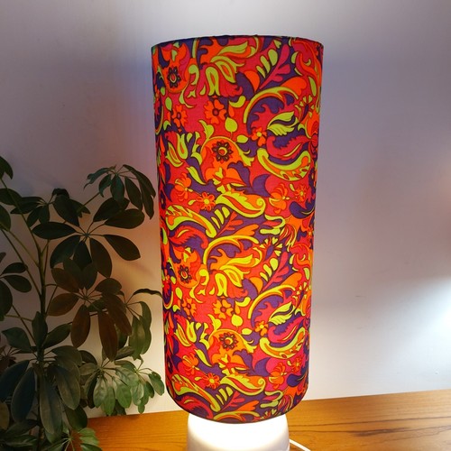 Psychedelic Large 60s 70s retro Table Lamp & base Lampshade Retro Funky Red - Picture 4 of 13