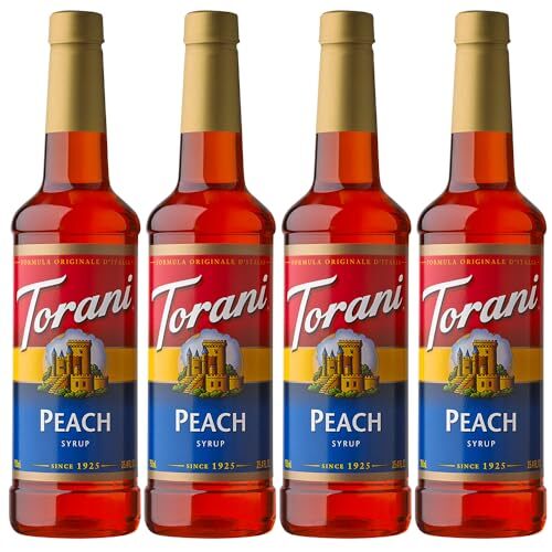 Peach Flavoring Syrup 25.4 Ounces Pack of 4 for Cocktails and Drinks 