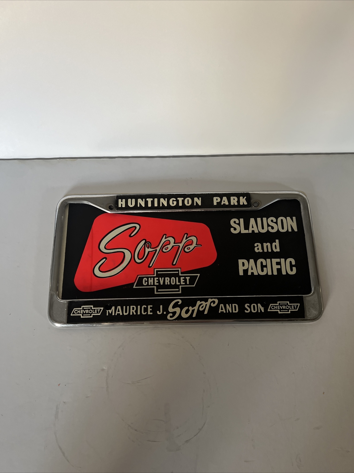 Huntington Park California Maurice Sopp Chevrolet Vintage License Plate