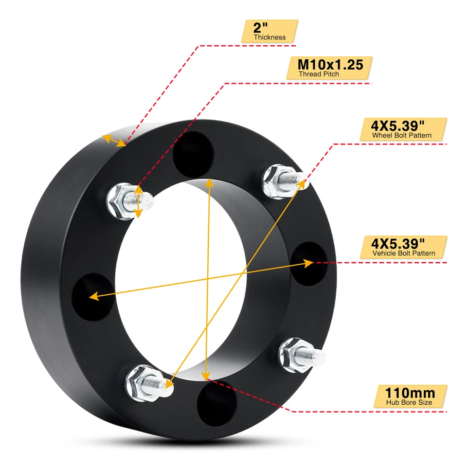 4 piezas espaciadores de rueda 2" 4x137 M10x1,25 para Can-am Maverick Commander Outlander 400 Foto 2 de 4