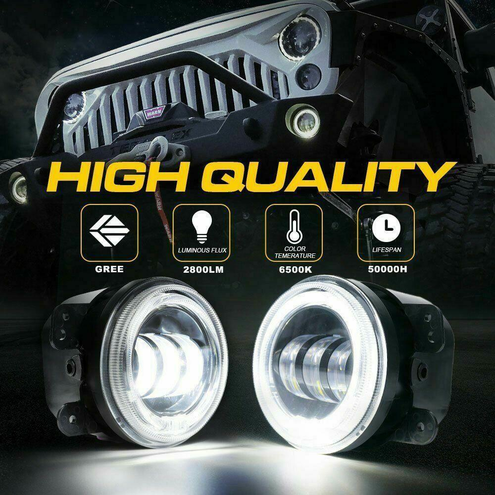 07-18 For Jeep Wrangler JK Black 7" LED Headlights+4" Fog Lights+Turn ...