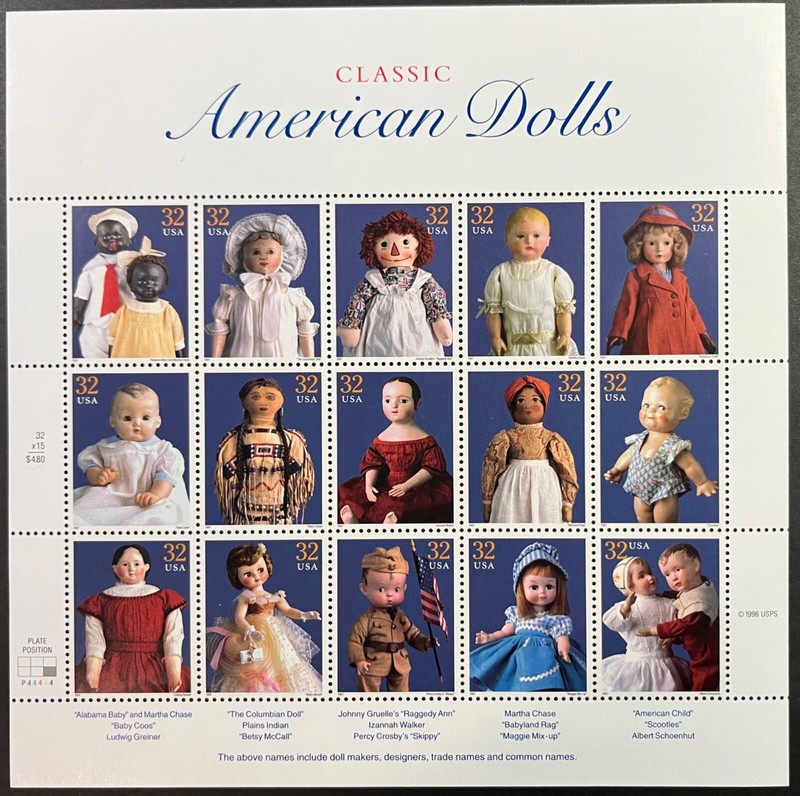 United States, 1997 32 cent American Dolls full Sheet of 15, Scott 3151 MNH, ExF