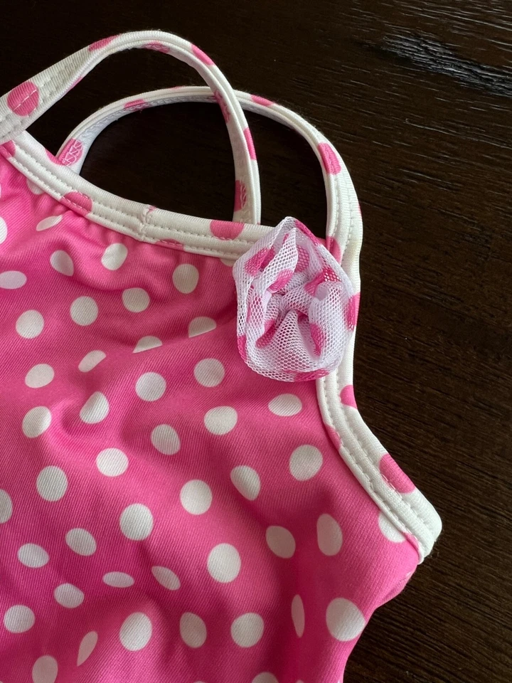 PENELOPE MACK Baby Girls Bathing SwimSuit Pink White Polka Dot Tulle 18 months - Image 2 of 3