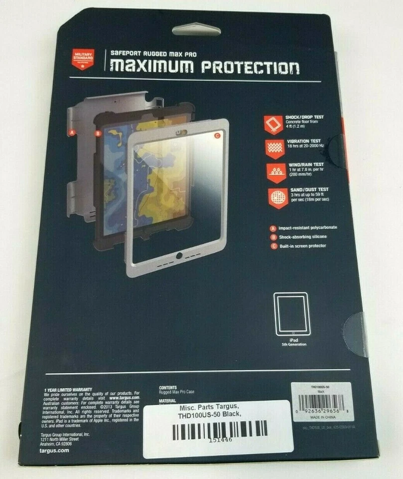 Targus Safeport Rugged Max Pro Military Grade Black Case  for  iPad Air      - Image 2 of 4