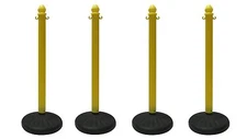 PLASTIC STANCHION HEAVY DUTY 4 PCS SET COLOR IN YELLOW VIP CROWD CONTROL