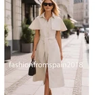 ZARA NEW WOMAN MIDI ZW COLL CAPE SHIRT DRESS LIGHT CAMEL XS-XL 4786/082/743