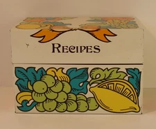 Rare Vintage Tin Metal Recipe Box, Florentine Fruit # 823, Stylecraft, Lot #122