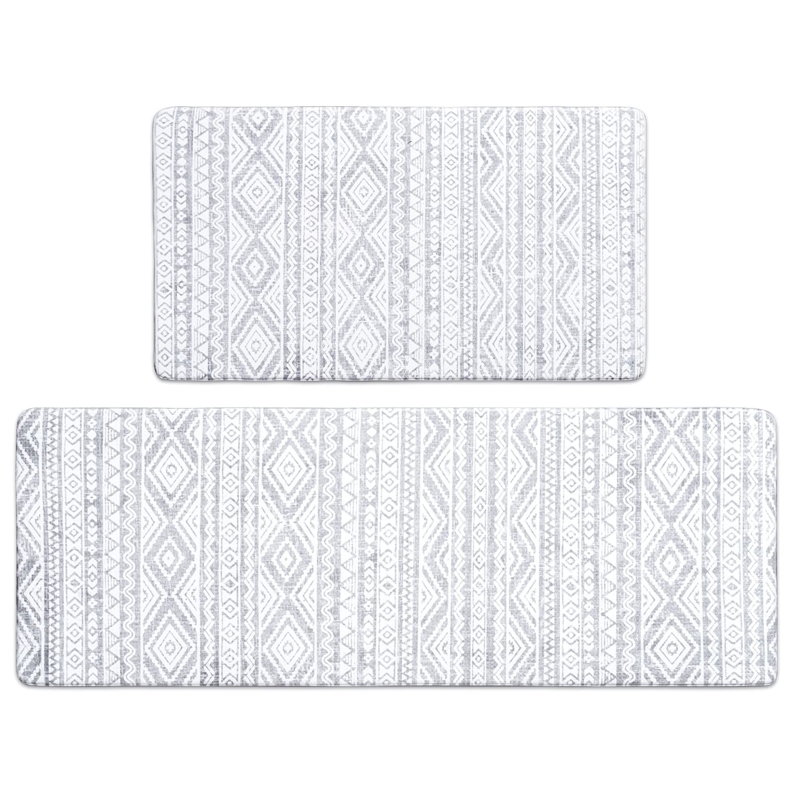 Anti Fatigue Kitchen Mats 2-Piece Set Waterproof Non-Skid Boho Design Floor Comfort