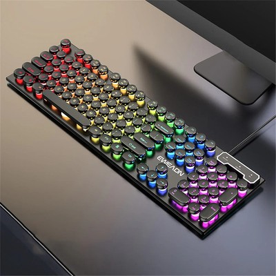 EWEADN GX30 Retro Punk Computer Laptop Keyboard USB Wired Backlit Gaming