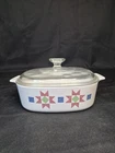 Vintage CorningWare 2Qt Casserole Dish, Quilts Pattern A-2-B ,  With A Pyrex Lid