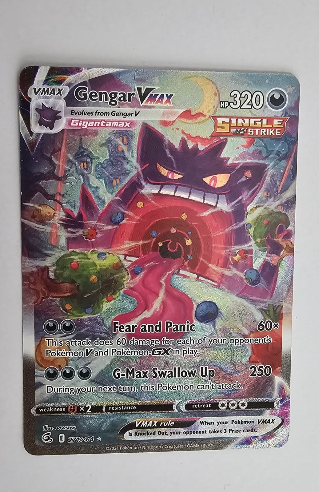 Gengar VMAX (Alternate Art Secret) 271/264 Fusion Strike Holo FULL ART