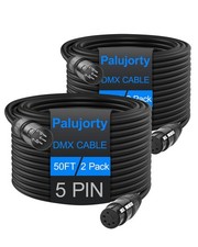 5 Pin DMX Cable 50FT 2 Pack with 3 Conductors for Stage Lighting Controller