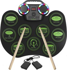 Electronic Drum E-Drum Kit Portable Roll Up Digital Drum W/ 9 Pads MIDI DTC