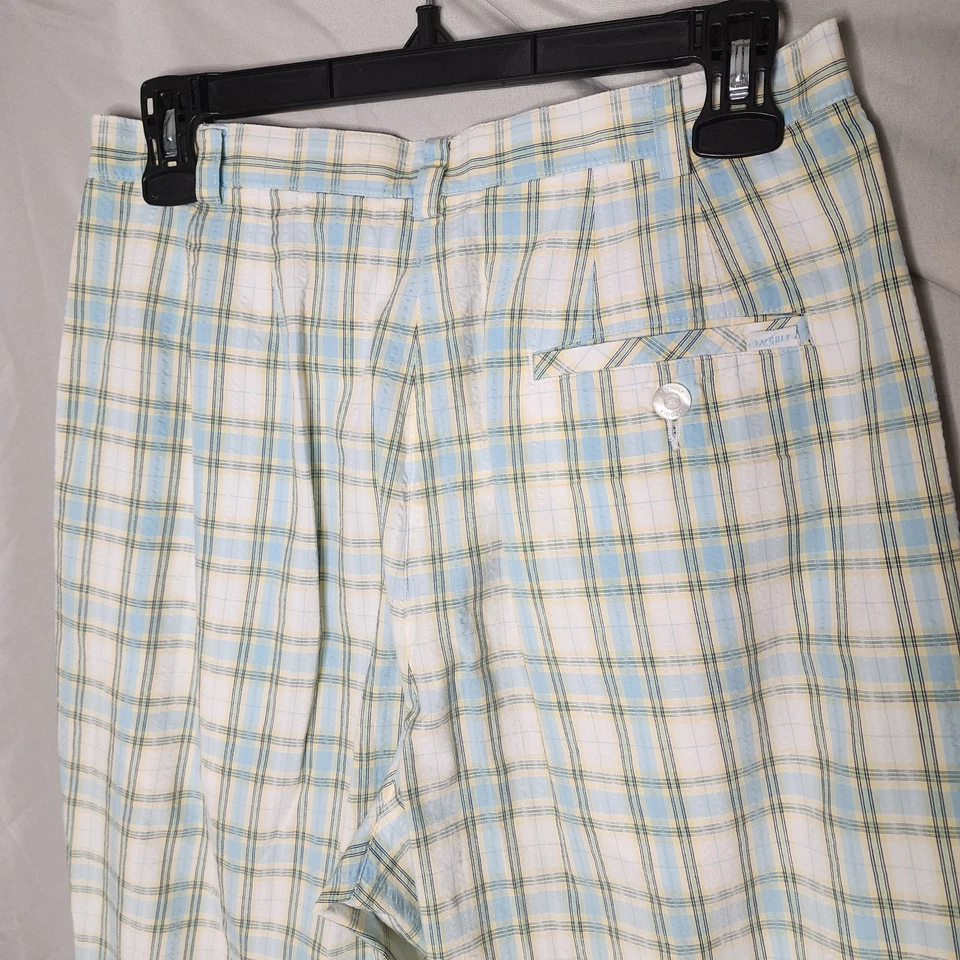 Pantalones de Colección LIZ GOLF Talla 8 Algodón A Cuadros Seersucker Cintura Alta Recortados Preppy Foto 4 de 4