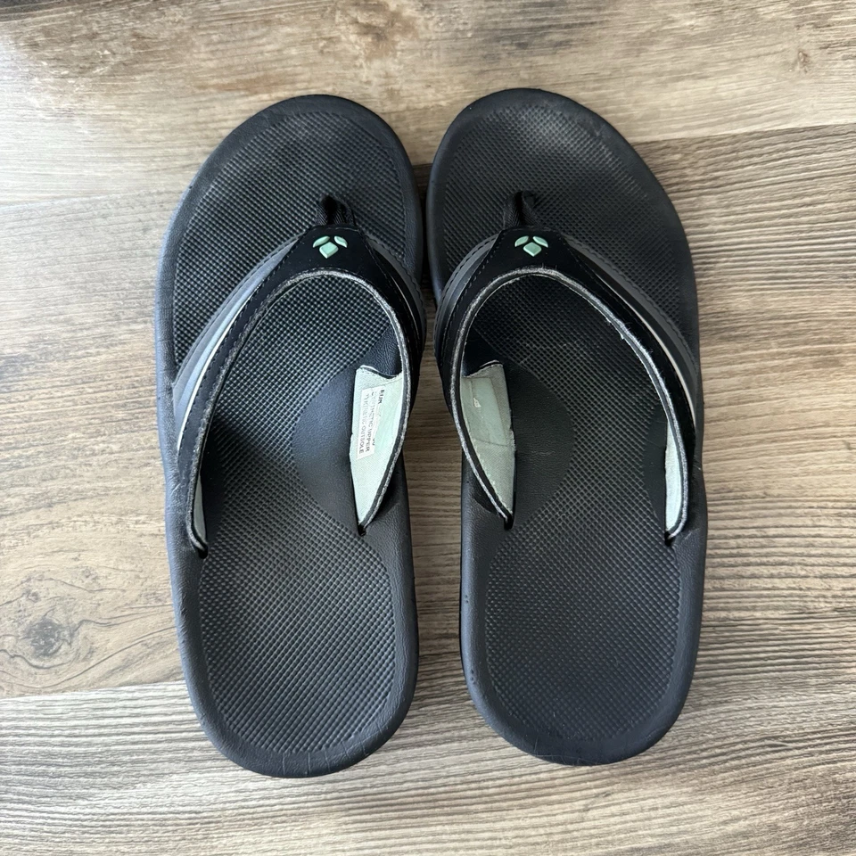 Reef Slap 3 Black Gray Flip Flop Sandals Synthetic Upper Womens Size 6 Summer - Image 4 of 4