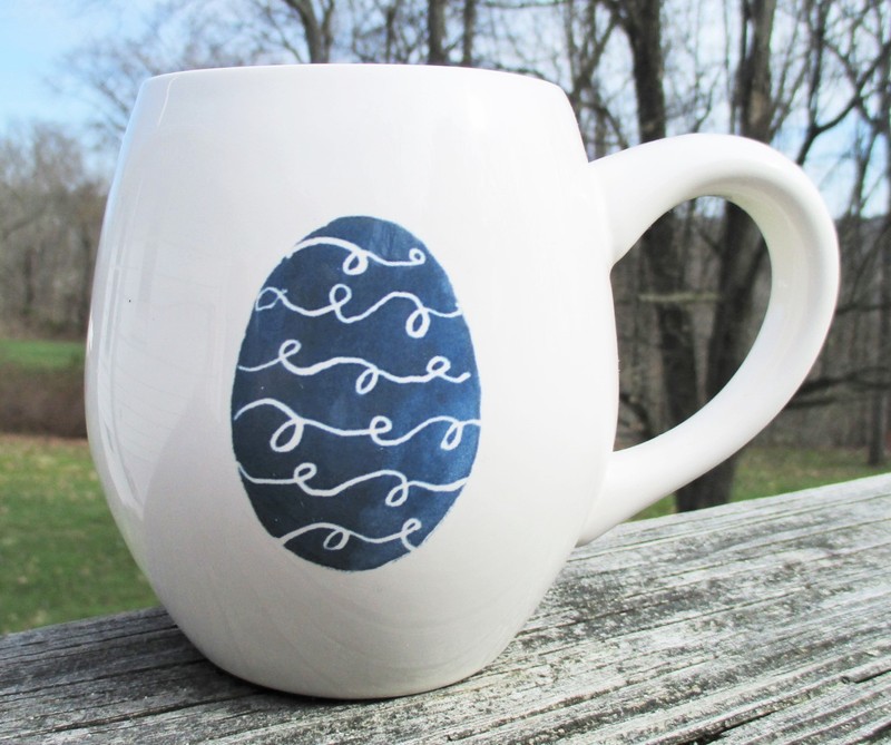Rae Dunn Happy Easter Blue  Egg Coffee Mug Double Sided