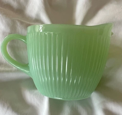 Fire-King Jadeite Jane Ray Creamer Anchor Hocking Vintage Green Milk Glass