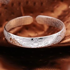 925 Sterling Silver Loong Phoenix Open Bangle Bracelets For Women Luxury Wedding