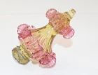 Vintage Murano Style Art Glass Pink Ruffle Amber Finial Ornament