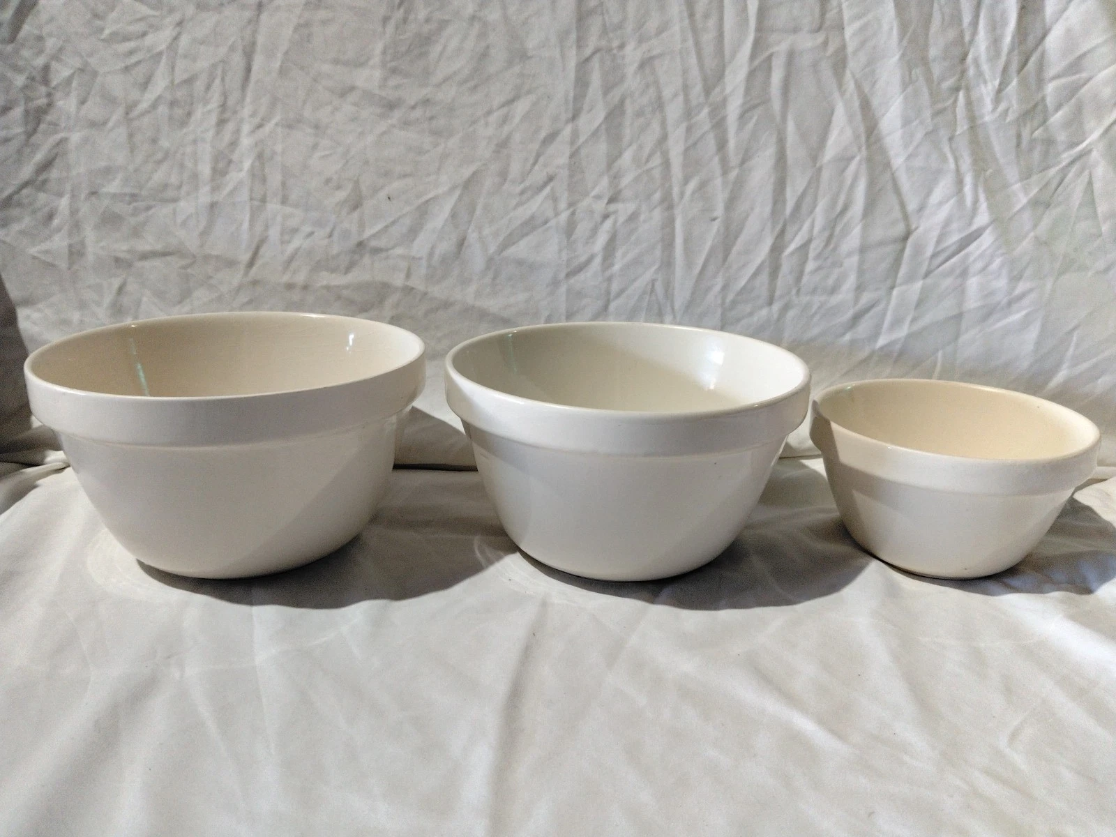 Vintage Mason Cash Cream Mixing Bowl Pudding Bowls X 3 - 17 Cm & 13 Cm Diameter