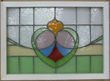 ABSTRACT MIDSIZE OLD ENGLISH LEADED STAINED GLASS WINDOW 29.25" X 21.25"
