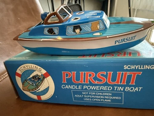 Schylling Pursuit - Candle Powered Tin Boat Complete in box