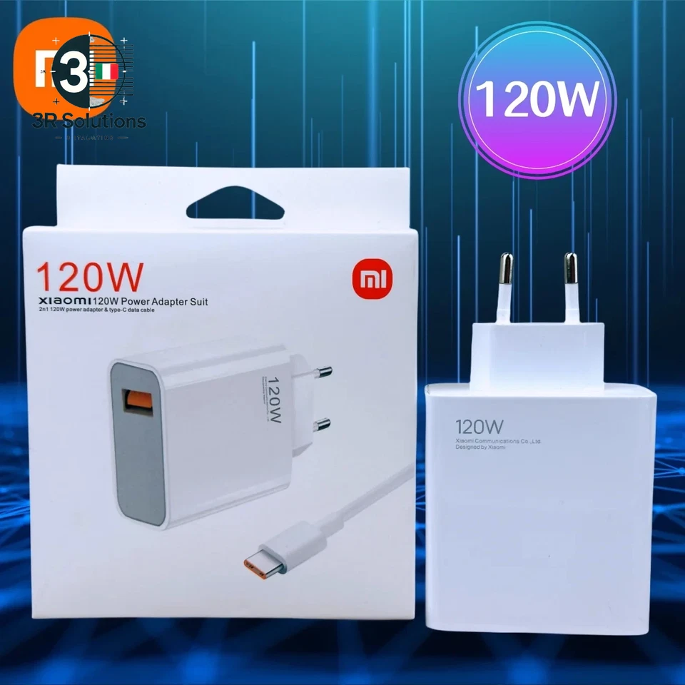 Xiaomi Caricatore 120W Turbo Ricarica Rapida EU/US + Cavo USB-C - Immagine 2 di 4