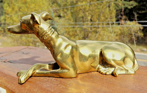 Heavy Brass Italian Greyhound Whippet Figurine