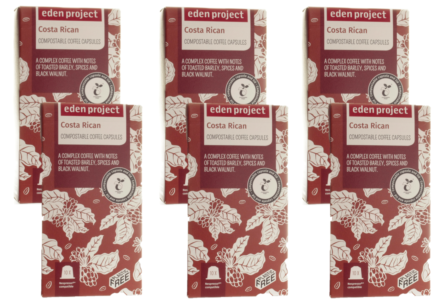60 PLASTIC FREE Eden Project Home Compost Costa Rican Nespresso Compatible Pods