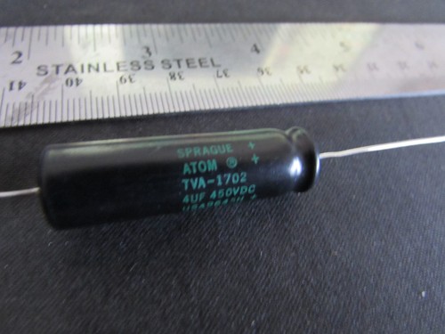 Condensador axial 4uF 450VDC Sprague ATOM TVA-1702 4uF 450V, 4uF 450DC 1 pieza EE. UU. - Imagen 3 de 5
