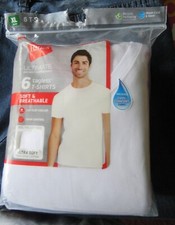 Hanes Ultimate Mens 6 Lay Flat Crew Tagless TShirts Odor Control Cool ComfortXL
