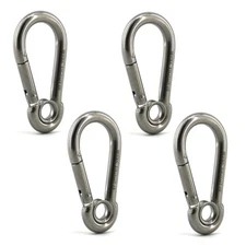 4PC 316 Stainless Steel Heavy Duty Carabiner Clips with Round Hole Snap Hook(M8)