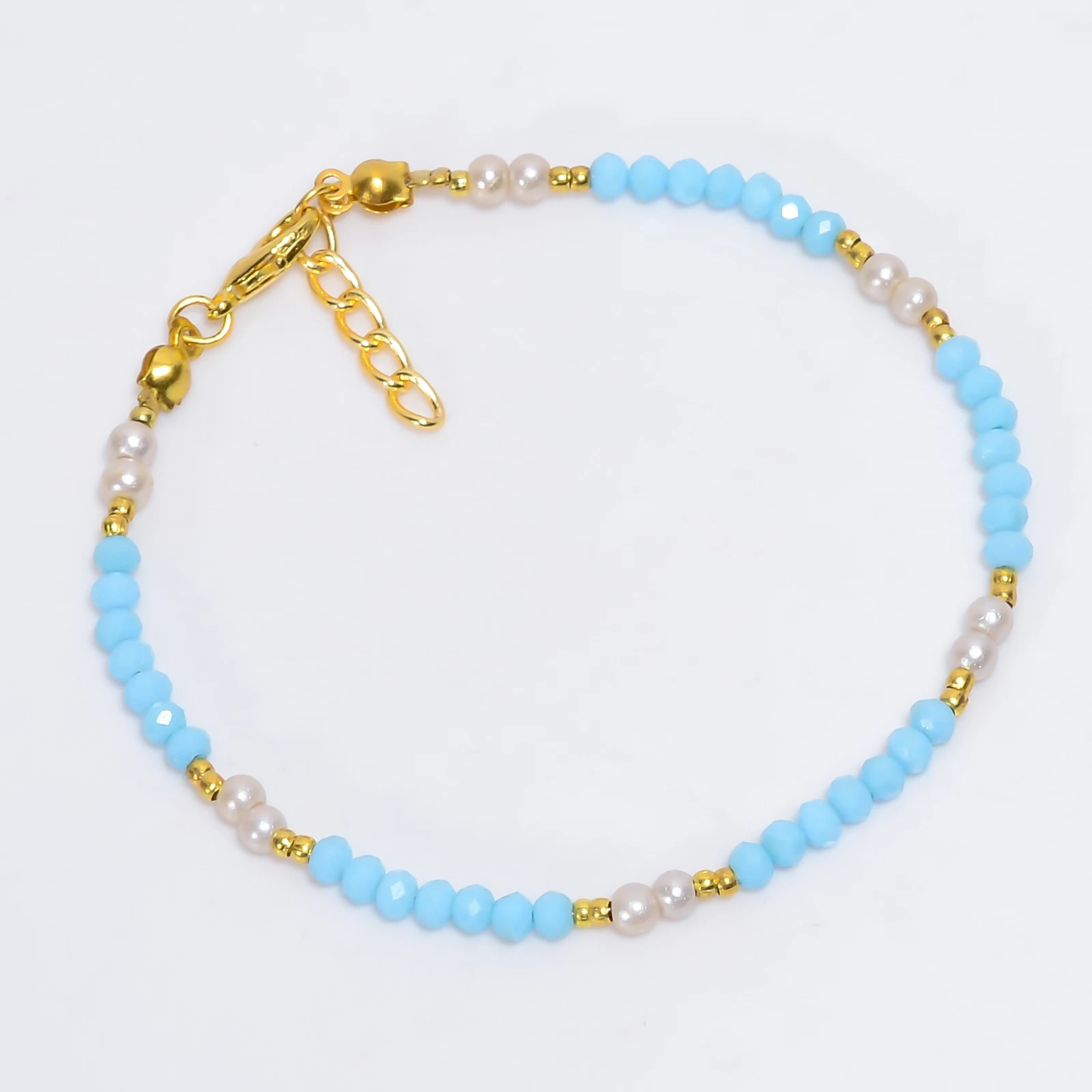VALENTINO Bracciale Onice Blu Biwa Perla Gemma Tondo Etnico Fatto a Mano Gioielli 8 9" a549