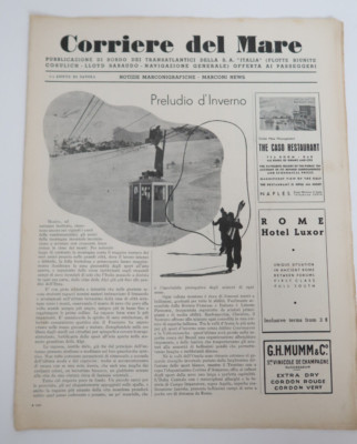 Italian Cruise Ship Line Corriere del Mare Magazine Newspaper Publication 1935