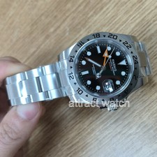 Orologio da polso uomo meccanico automatico Parnis 40 mm GMT quadrante nero luminoso orologio