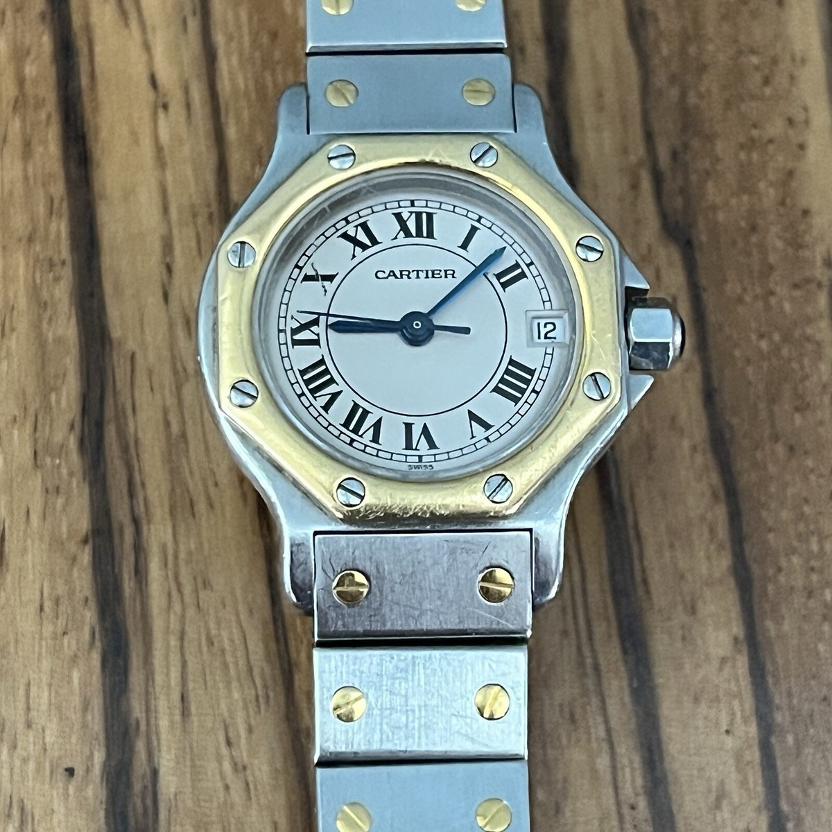 Vintage Santos de Cartier Octagon Yellow Gold / Steel Women's