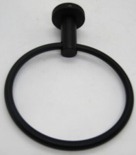 6" Black Metal Towel Ring with Mounting Screws.