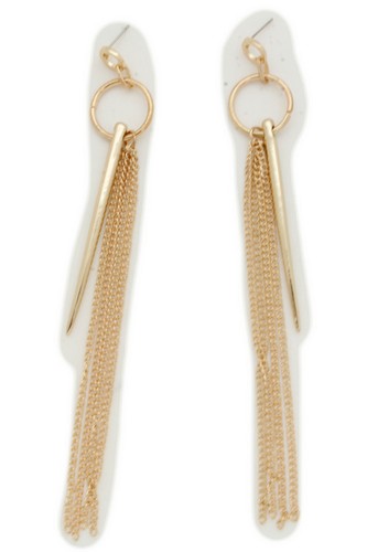 Hot Women Gold Earrings Metal Fringe Chain Long Tassel Hook Fashion Spike Charm - 第 10/12 張圖片