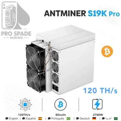 Bitmain New Antminer S19K pro 120T Bitcoin Miner BTC BCH ASIC Miner 2760W SHA256