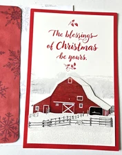 Christmas Card Glitter Snowy Scene Barn DaySpring The Lord's Love Fill the Earth