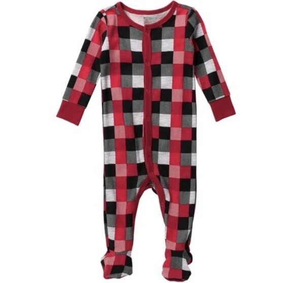 Christmas Pajamas Buffalo Plaid Sleeper Red Black Lumberjack Size 6m