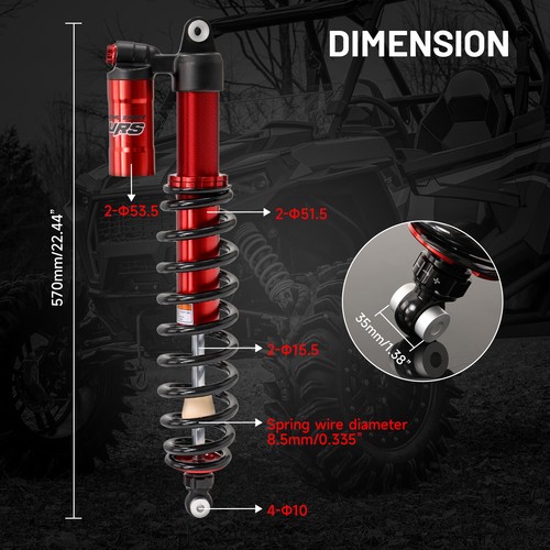 Stage 4 Rear Shocks Suspension Absorber Adjust For Polaris Ranger 570 1000 UTV - Picture 7 of 16