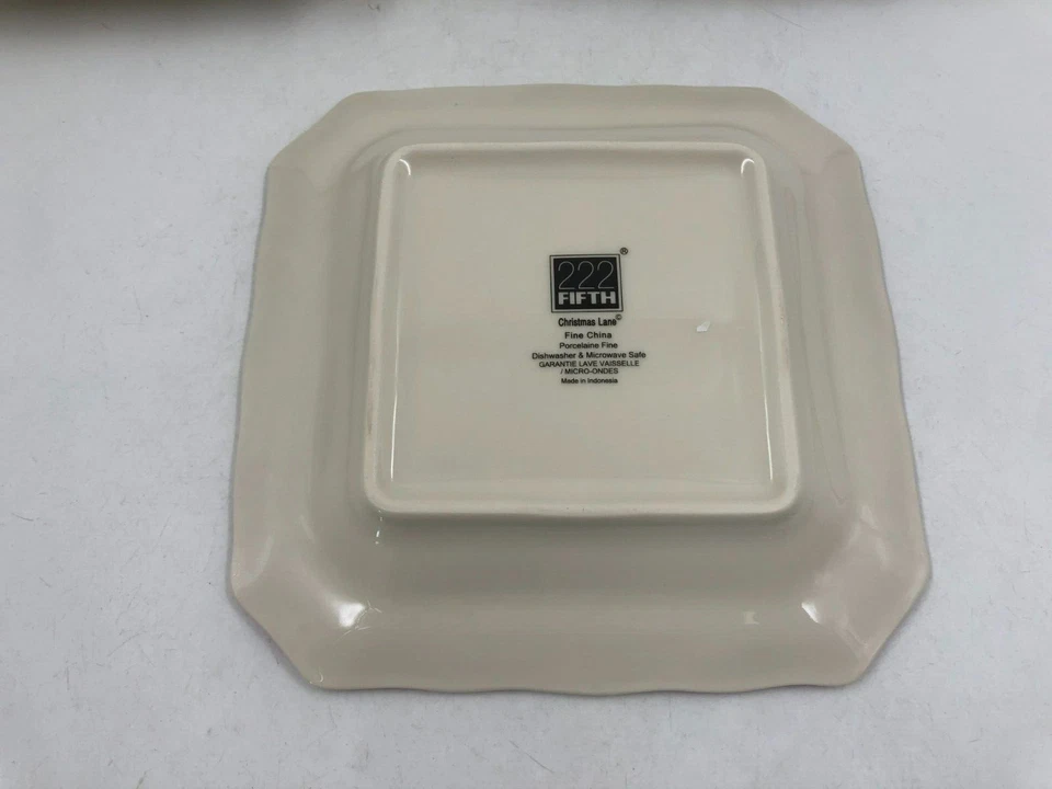 222 Fifth Ceramic 8.5in Square Red & Beige Plate Set For 3 AA02B31014 - Image 4 of 4