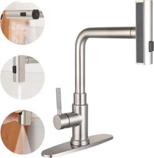 Waterfall Kitchen Faucets with Pull Down Sprayer, Three Function Sprayer Single