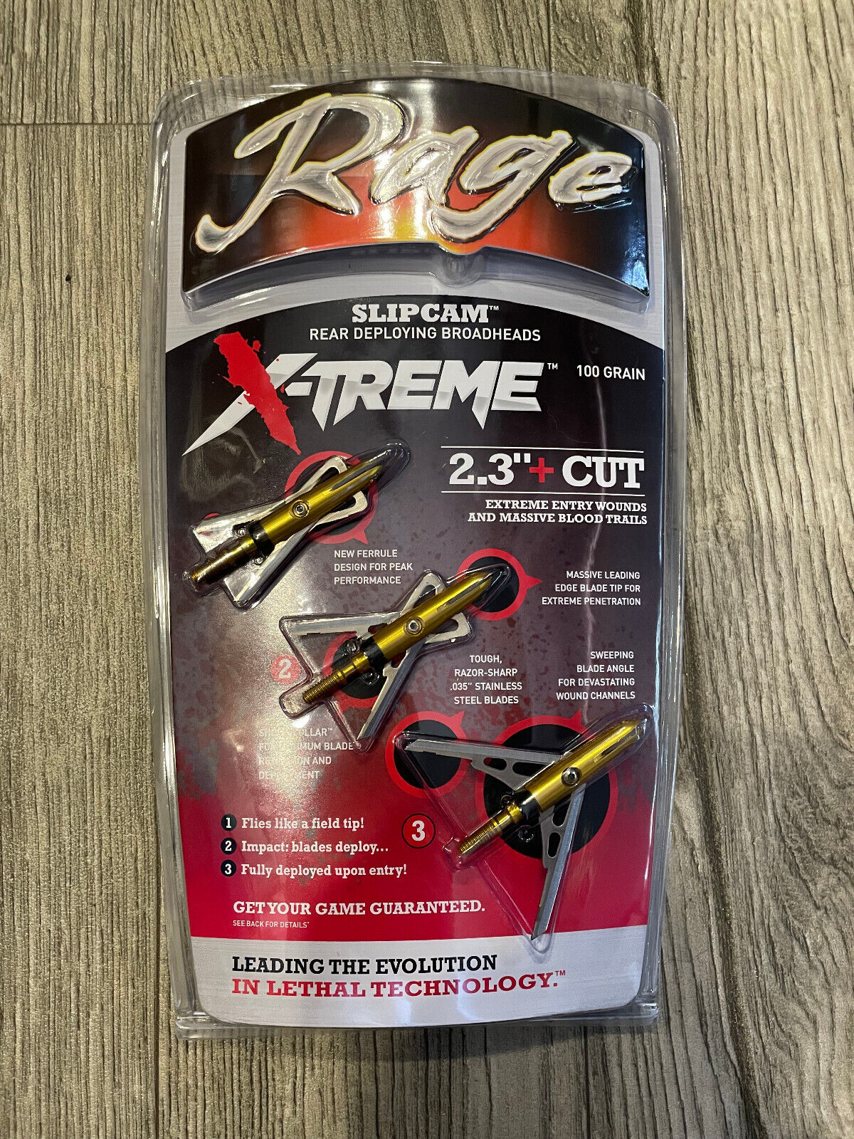 Rage SLIPCAM Xtreme Extreme mechanical Broadheads 100 Grain 2.3" HUGE CUT!!!