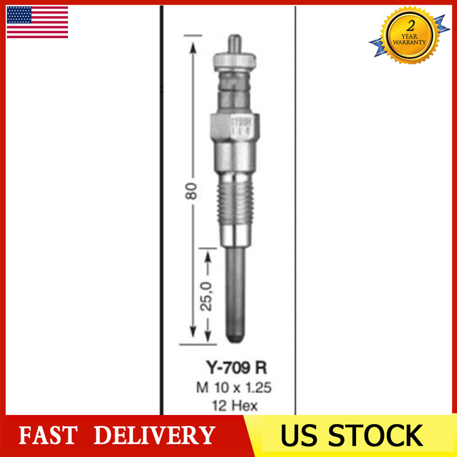 Glow Plug 16241-65510 Y-709R For Perkins 4.154 Series 200 Gehl 6625 ...