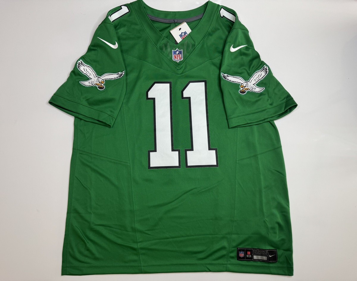 Large AJ Brown #11 Vapor FUSE Jersey Kelly Green Eagles Authentic